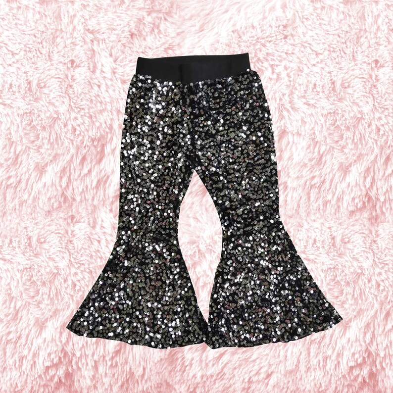 Toddler Girl Clothesblack Sequin Bell Bottomgirl Winter Etsy