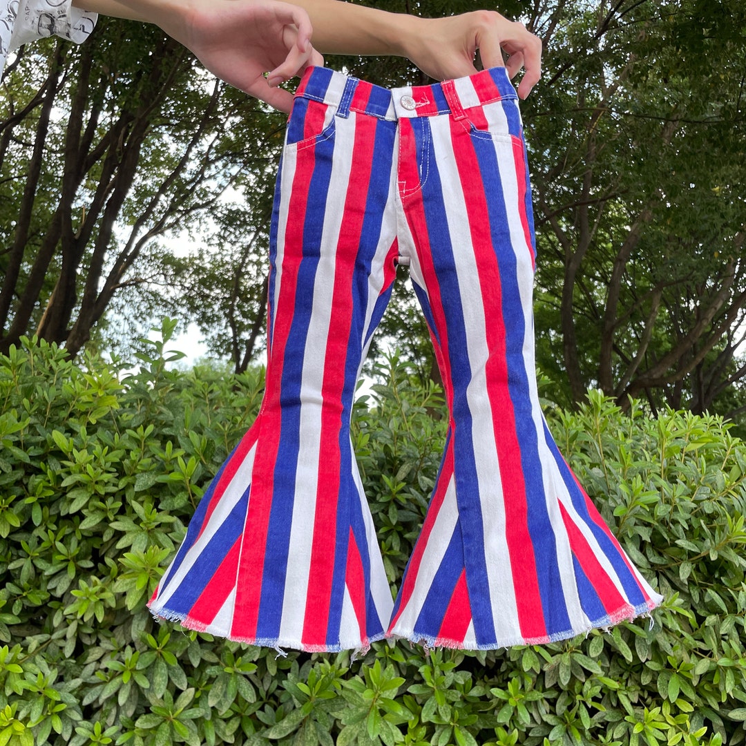 Kids,baby Bell Bottom Jeans,girl Flare July 4th Jeans,toddler Girl 4th of July Clothes,1st 4th
