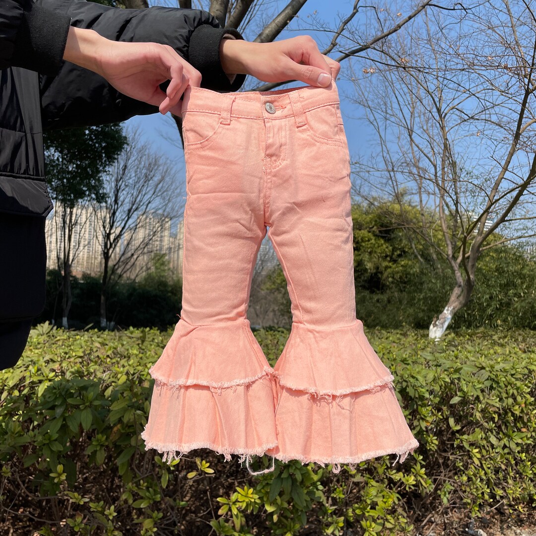 Coral Bell Bottom,bell Bottom Jeans,toddler Girl Jeans,kids Spring Pant