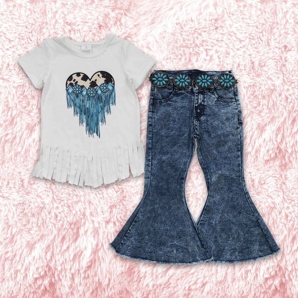 Girl Bloomingdale Top and Pants Set- Turquoise