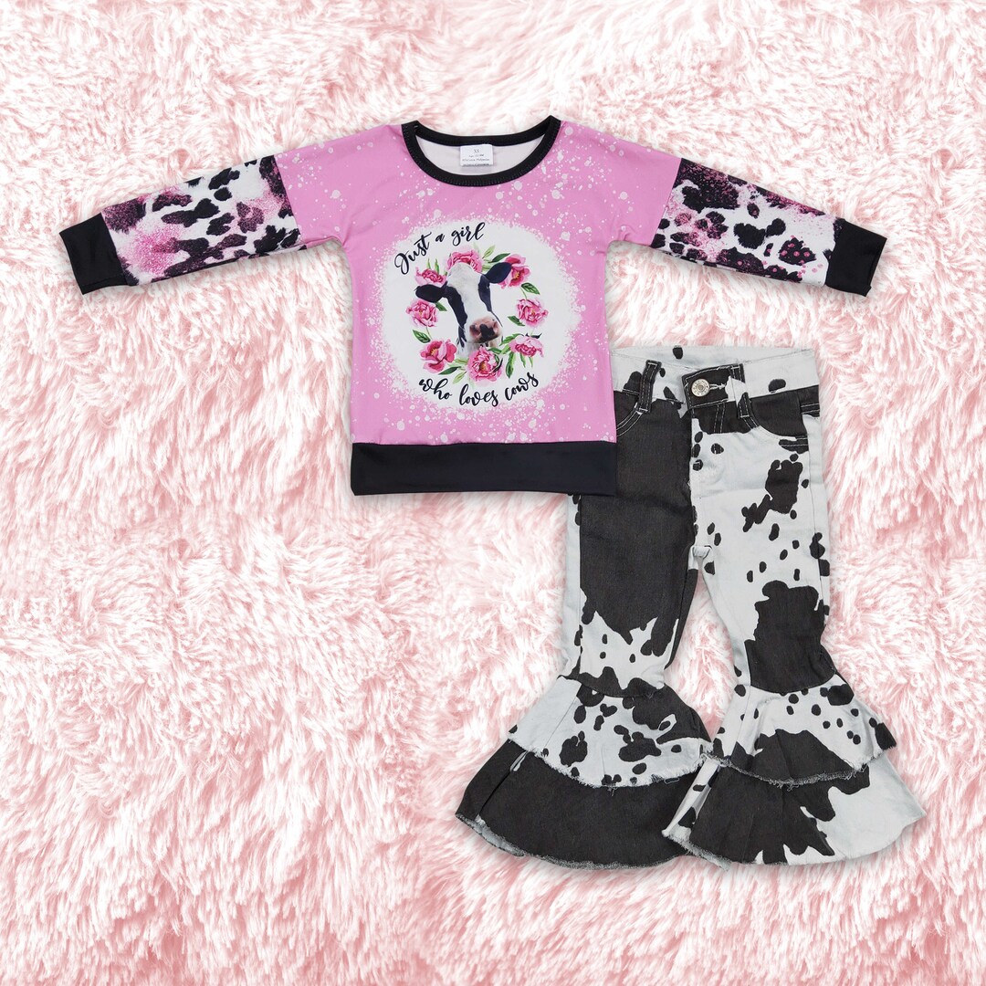 Kids Clothes Girls,cow Floral Winter Outfit,girl Farm Set,baby Girl