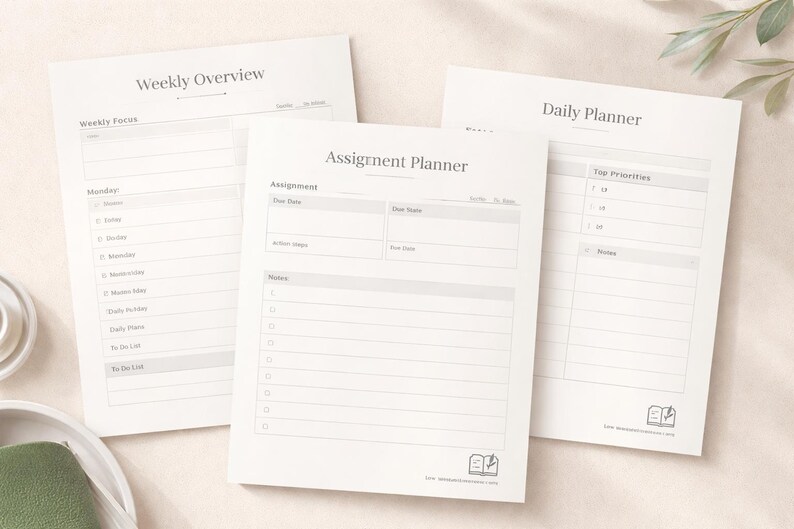 Buy Minimalist Student Planner PDF | 3-page Uni Study Organizer With ...