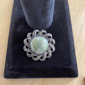 Vintage Marble and Marcasite Brooch