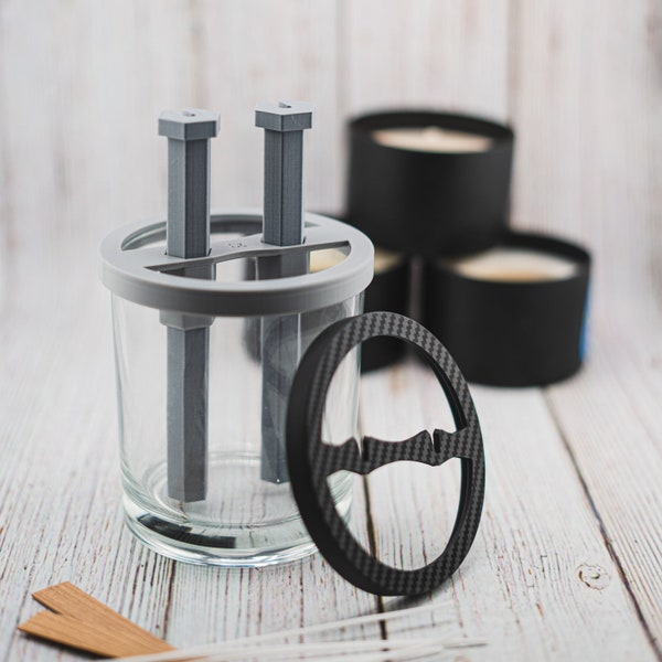 Custom-Sized DUAL Wick Centering Tool and Wick Holder Combo Pack - The Perfect Wick Starter Pack for Two Wick Candle Making