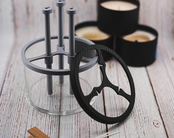 Custom-Sized TRIPLE Wick Centering Tool and Wick Holder Combo Pack - The Perfect Starter Pack for Three Wick Candle Making