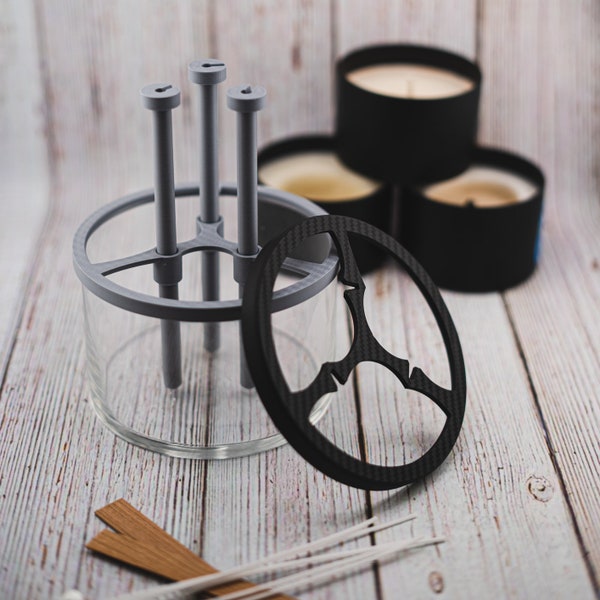 Custom-Sized TRIPLE Wick Centering Tool and Wick Holder Combo Pack - The Perfect Starter Pack for Three Wick Candle Making