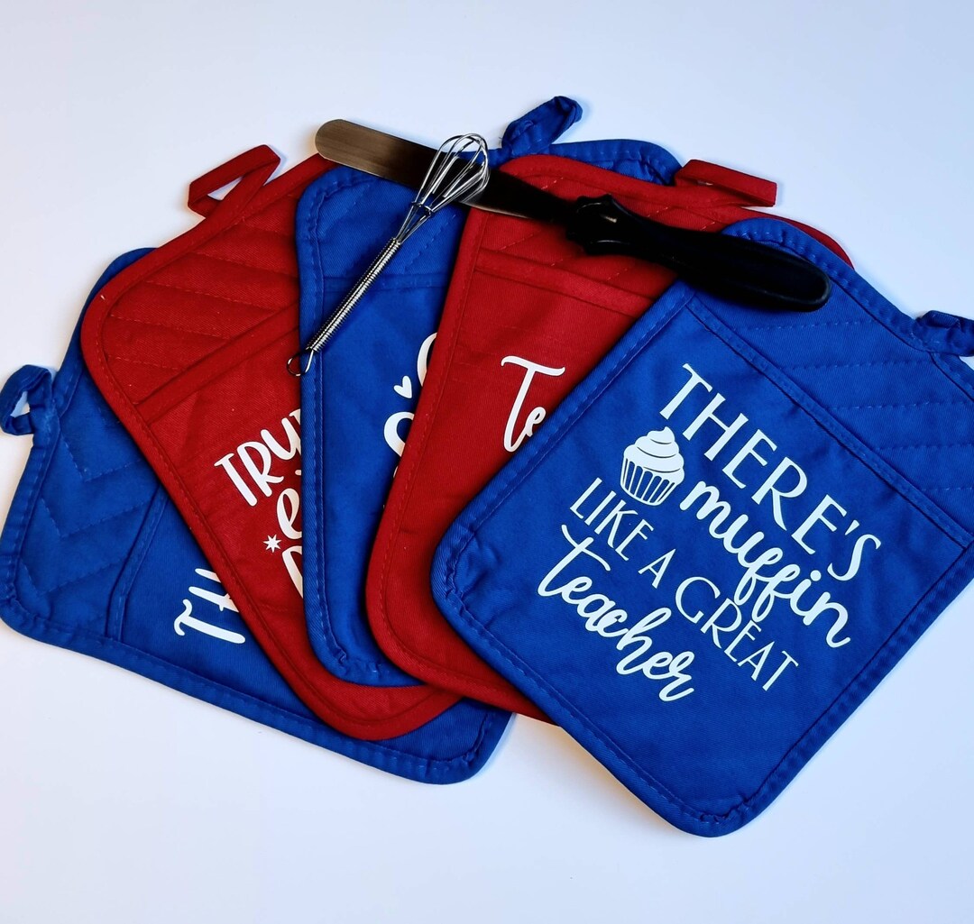 Teachers Gift Personalised Pot Holder, Quirky Baking Gift for Her and