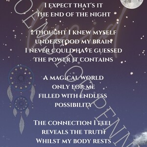A Poem about Dreams. Available for Instant Download. The Perfect Gift for your Loved One. &lt;3 especially a Lucid Dreamer!