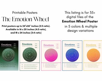 Emotions Wheel Poster: Modern Mental Health Art (Digital Download)