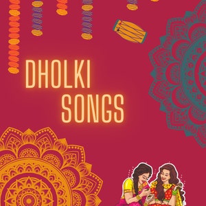 Broszura z piosenkami Dholki, wersja cyfrowa, na wieczory mehndi i sangeet.