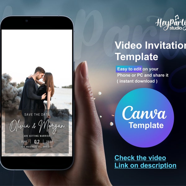 Enchanting Elegance - Editable VIDEO with MUSIC Save The Date Template with PHOTO & Text Message | HPI132