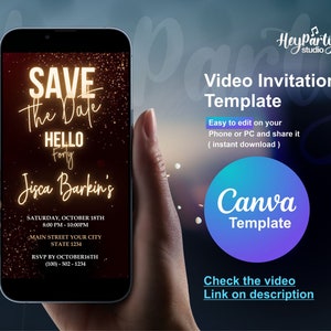 Digital Save the Date 40. Geburtstagseinladung JEDES ALTER Bearbeitbare Party Evite für Frauen oder Männer | Gold, Retro oder Elegant Video Template HPI118