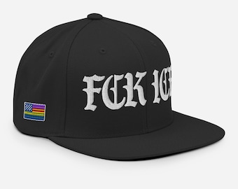 "FCK ICE Snapback Hat: Serape USA Flagge, ""Latinx X"" Embroidery"