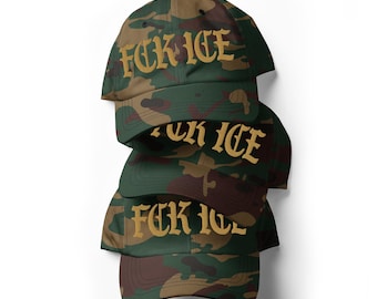 FCK ICE Camo Dad Hat : Bestickte Widerstandsmütze