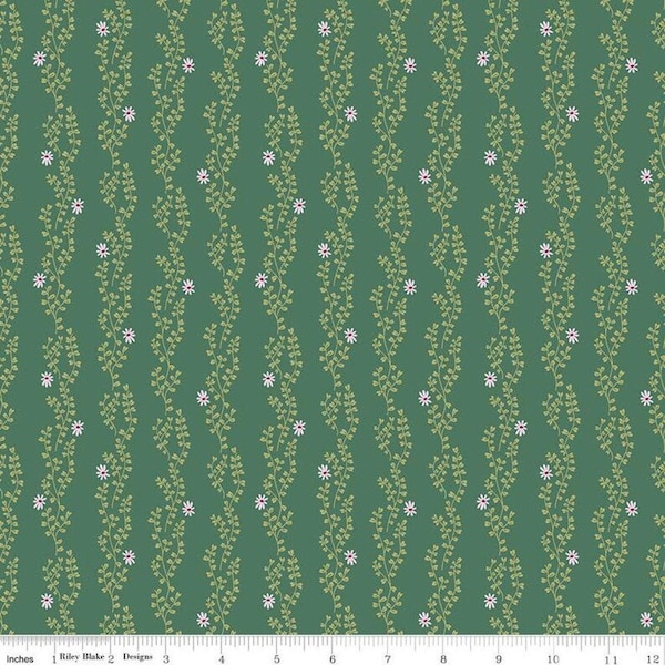 Clover Stripe on Dark Green- New Dawn by Citrus & Mint for Riley Blake Designs