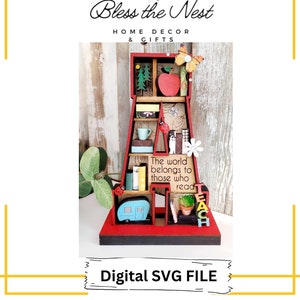 Estantería en miniatura con la letra A / Archivo digital / Personaliza con tus propios mini adornos / Letra personalizable / Archivo SVG Solo letra A