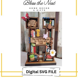 Estantería en miniatura con la letra H / Archivo digital / Personaliza con tus propios mini adornos / Letra personalizable / Archivo SVG Solo letra H