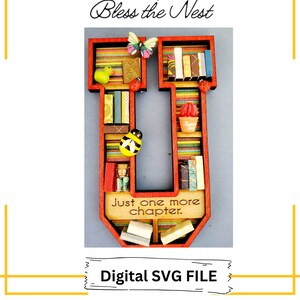 Estantería en miniatura con la letra U / Archivo digital / Personaliza con tus propios mini adornos / Letra personalizable / Archivo SVG Solo letra U