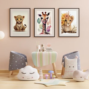 DIGITAL DOWNLOAD of Nursery Art, Safari Nursery Wall Print Set, NURSERY Wall Art, Set of  Posters, Digital Download, Gender Neutral Nursery
