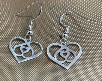 Solid Silver Heart Necklace and Earrings