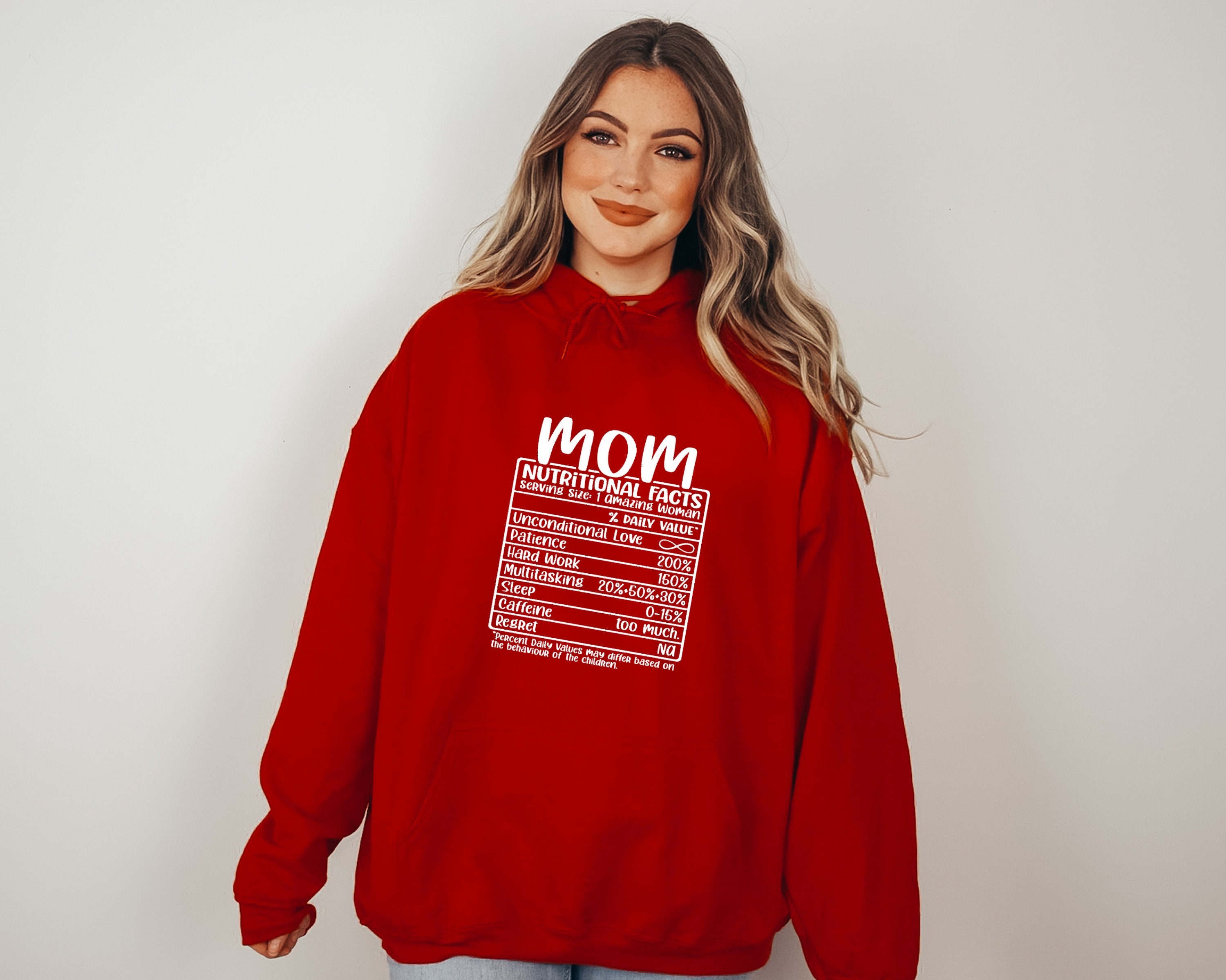 Mom Nutritional Facts Hoodie, Nutrition Hoodie, Funny Mom Hoodie, Gift for Mom, Mom Life Hoodie