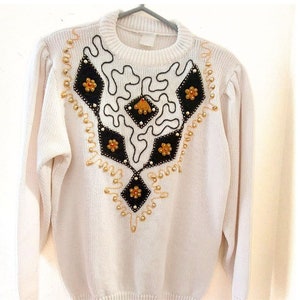 Vintage Acrylic Ladies Knit Pullover Size Small 1980s