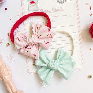 Christmas Baby Headband, Pink Santa Baby Headband, Pink Christmas Bows, Baby Christmas Bows, Toddler Christmas Hair Bows, Pink Santa Bows