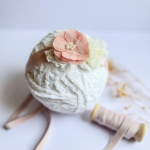 Baby Floral Headband, Dusty Pink Newborn Headband, Headband Floral Newborn Tieback, Photography Props Newborn Headbands, Baby Flower Crown