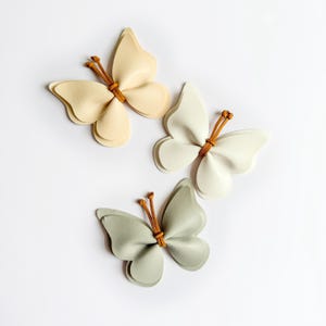 Vegan Leather Butterfly Hair Clip, Butterfly Hair Bow, Butterfly Hair Clip, Neutral Butterfly Hair Clip, Faux Leather Butterfly Clip