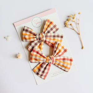 Plaid Fall Hair Bows, Fall Plaid Pigtail Bows, Plaid Autumn Bows, Autumn Pigtail Bows, Plaid Hair Bows, Autumn Plaid Hair Bows, Fall Bows