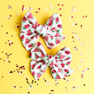 Watermelon Hair Bows, Summer Hair Bows, Pigtail Summer Bows, Girls Summer Hair Bows, Fruits Hair Bows, Strawberry Hair Bows, Summer Bows