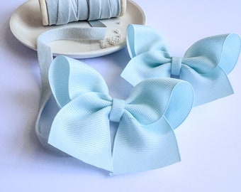 Pastel Hair Bows, Pastel Blue Hair Bow, Pigtail Hair Bows, Ribbon Hair Bows, Ribbon Hair Tie, Toddler Hair Bows, Pigtail Hair Clip.