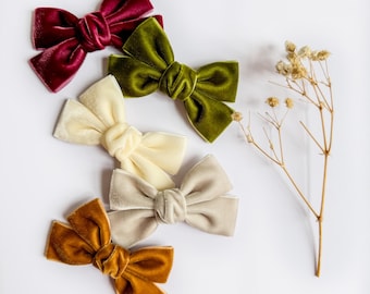 Velvet Hair Bows, Fall Velvet Hair Bows, Pigtail Velvet Bows, Fall Headband Bows, Toddler Velvet Bows, Fall Colors Bows, Fall Pigtail Bows