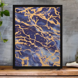 Blue and Gold Abstract Digital Art, Digital Download, Digital Print, Wall Art, Instant Download, Blue and Gold Prints, Printable Wall Art