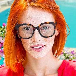 Block harmful Blue Light with Anti Glare, Anti Blue Light, fashion oversize optical quality glasses with Light Changing Lenses /Style 8048