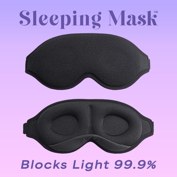 3D Memory Foam Sleep Mask – 99.9% Blackout Eye Mask for Sleeping & Travel, Adjustable, Light-Blocking