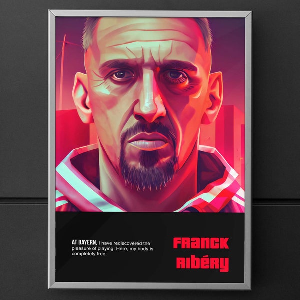 Franck Ribéry custom motivation quote poster-GTA style, French/Bayern Munich football player, gift for husband/boyfriend/dad/friend/boy