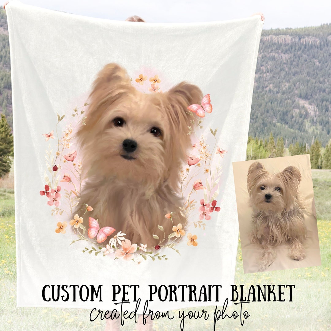 Pet Portrait Blanket Custom Watercolor Pet Portrait From Etsy UK