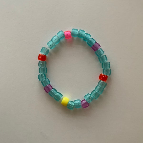 Handmade Y2K Inspired blue pony bead adult bracelet