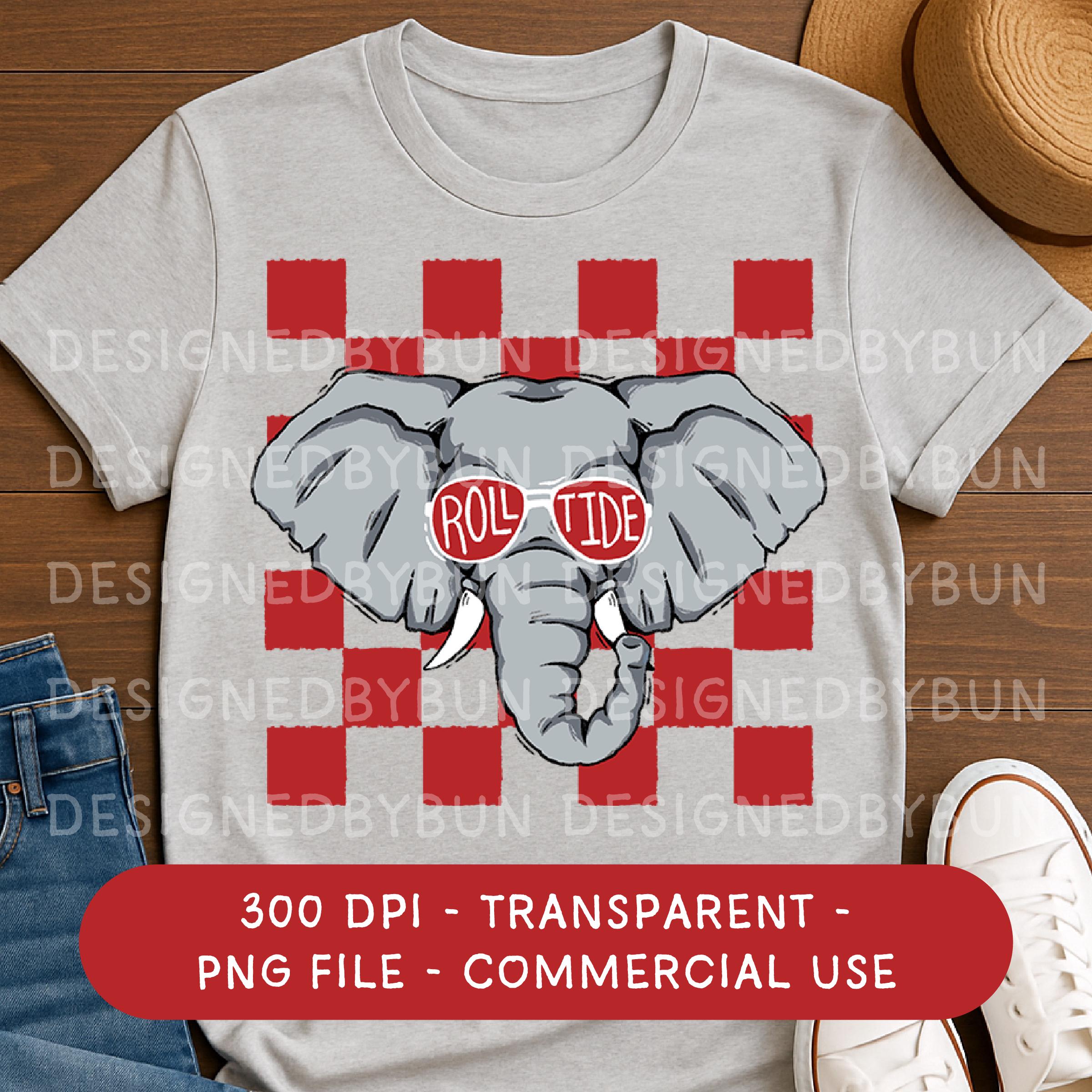 Elefant Maskottchen Sonnenbrillen Shirt Design - Schule Geist Doodle Clipart (PNG Digital Download)