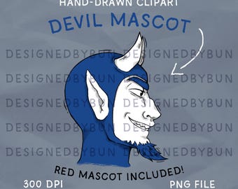 Hand-Drawn Devil Mascot Clipart: School Spirit PNG (Digital Download, Commercial Use)