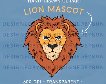 Doodle Lion Mascot Clipart - Hand-drawn Mascot for Sublimation and Craft Projects