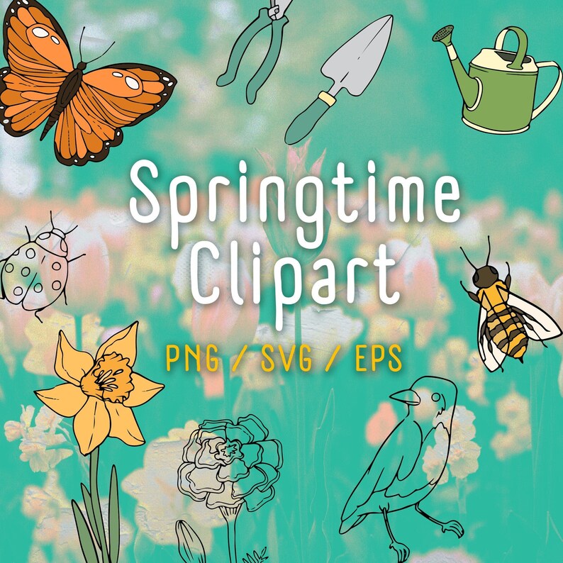 Springtime Clipart Files - PNG, SVG, EPS - Cricut / Cut Files ...