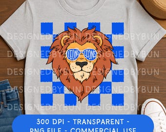 Lion Mascot Sunglasses Shirt Design  - School Spirit Doodle Clipart (PNG Digital Download)