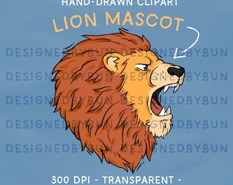 Roaring Lion Mascot Clipart - Hand-drawn Doodle Mascot for Sublimation and Craft Projects