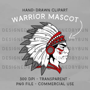 Clipart mascotte guerriers dessinés à la main - Sublimation - téléchargement numérique PNG - Doodle mascotte de l&#39;équipe sportive - esprit d&#39;école - usage Commercial