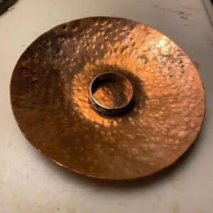 Copper Hammered Ring Bowl 7th Anniversary Gift image 4