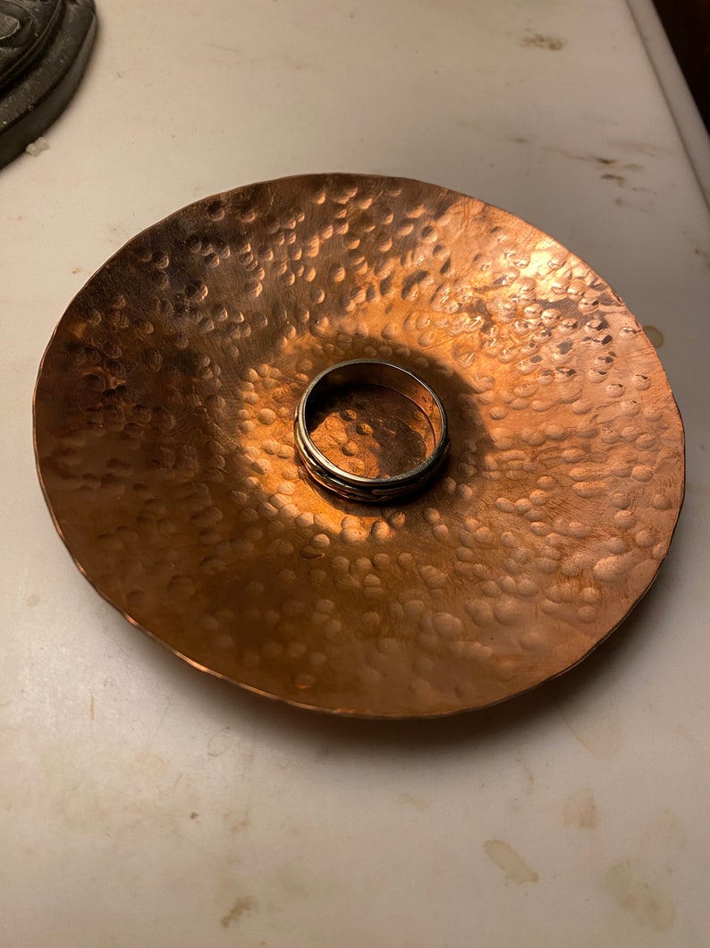 Copper Hammered Ring Bowl 7th Anniversary Gift image 4