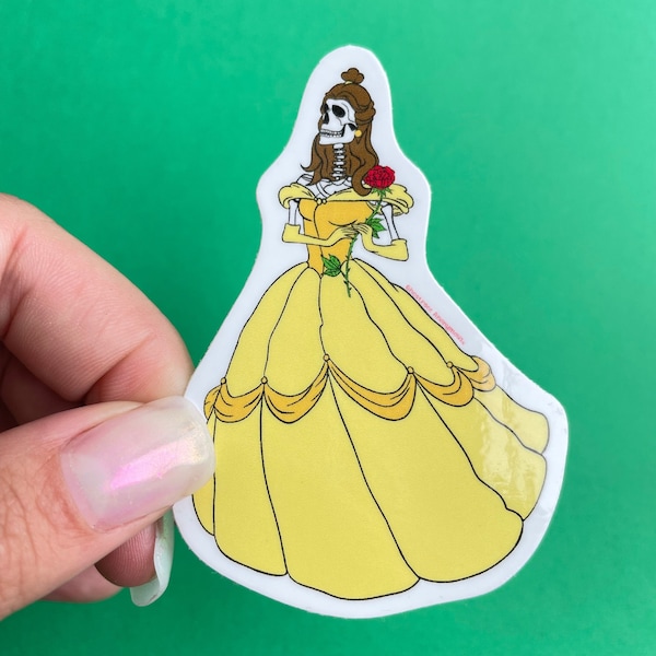Skeleton Disney Princess Belle / Laptop Phone Water Bottle Sticker Decal