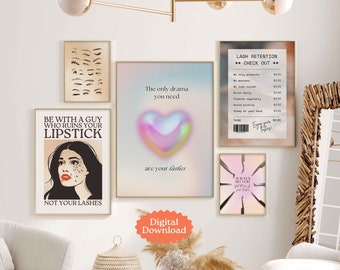 LASH ARTISTRY DELIGHT *Digital* Set of 15 Chic Posters・Stunning Lash Extensions Decoration・Salon Decor, Beauty Studio Wall Art, Girly, Y2K